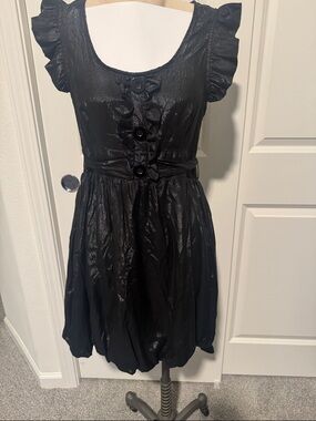 Black Ruffle Front Dress - Elegant Party Style